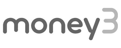 Money3 logo in black and white